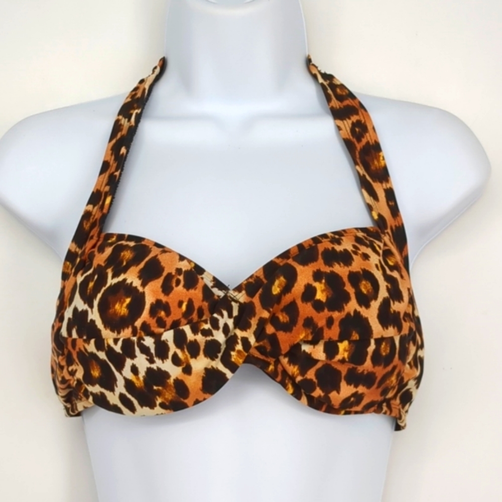 Catalina Cheetah Spotted Leopard Print Bikini Top Swim Padded Cup Medium Summer